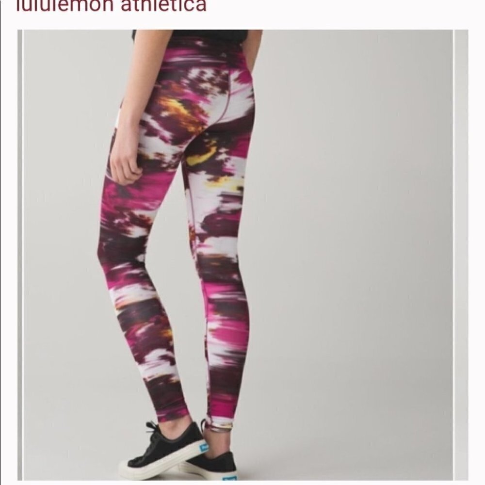 lululemon athletica Pink & Black Abstract Print High-Rise Leggings